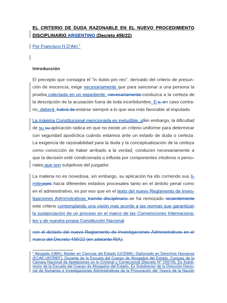 Criterio de Duda Razonable en Decreto 456/22 | PDF | Derecho penal ...