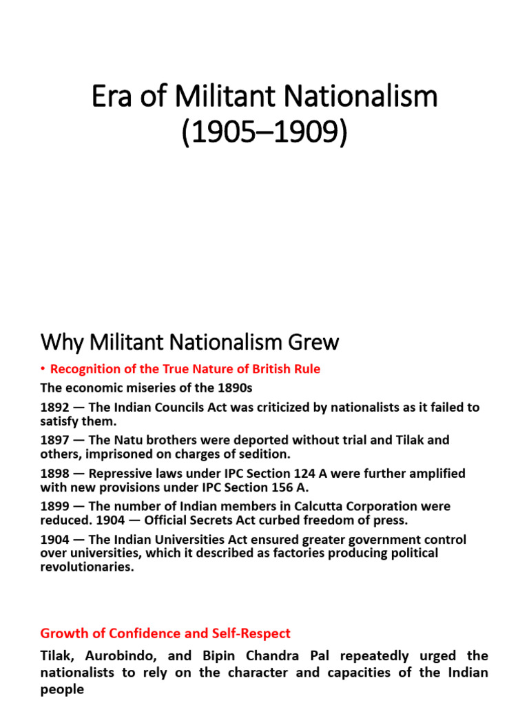 Rise of Militant Nationalism in India | PDF | British Raj | Partition ...