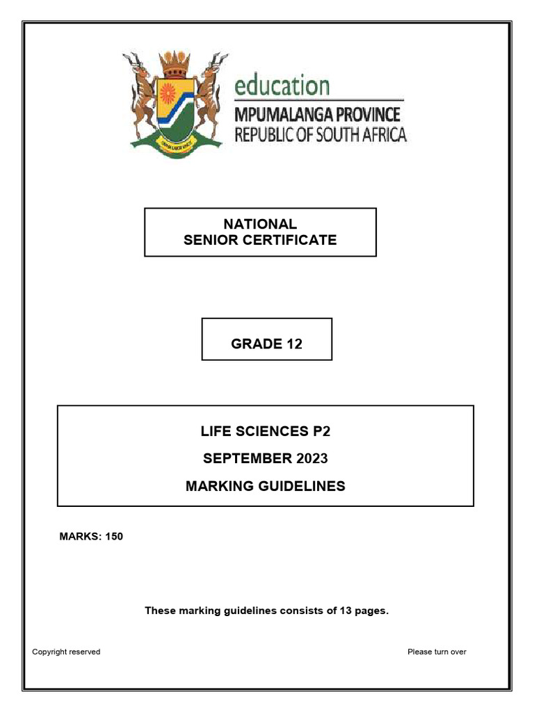 MP Life Sciences Sept 2023 P2 MG-1 | PDF | Biology | Genetics