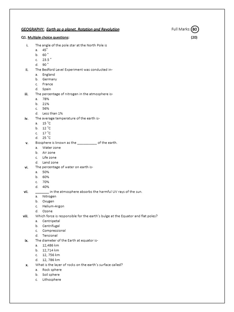 Geography Test 1 Pdf Earth Equator