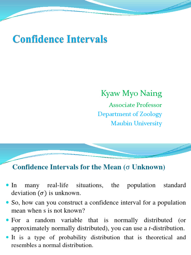 Confidence Intervals with Unknown σ | PDF | Normal Distribution ...