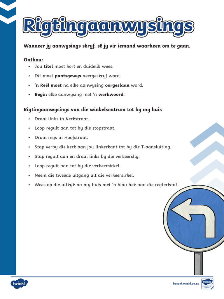 Hoe Om Rigtingaanwysings Te Skryf | PDF
