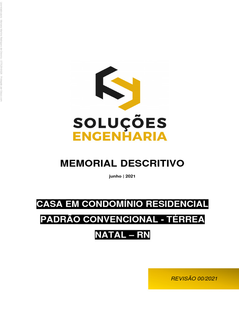 Memorial Descritivo de Obra Alto Padrao C Terrea r00 | PDF | Argamassa ...