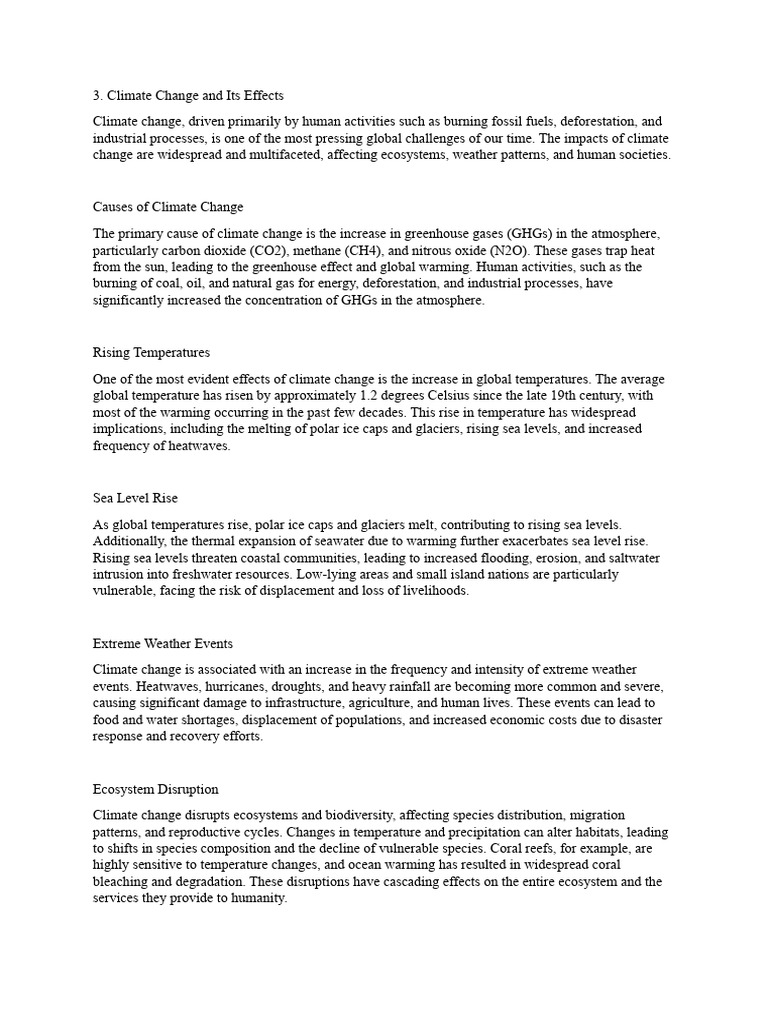 Climate Change: Causes and Impacts | PDF | Climate Change | Climate ...