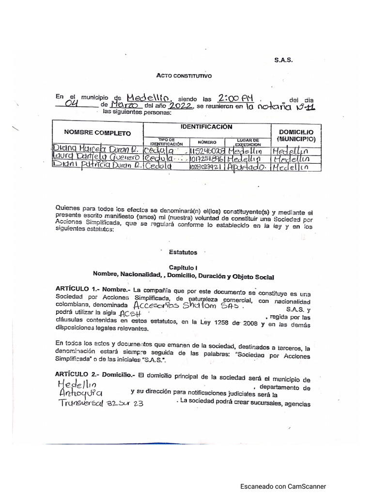 Acto Constitutivo | PDF