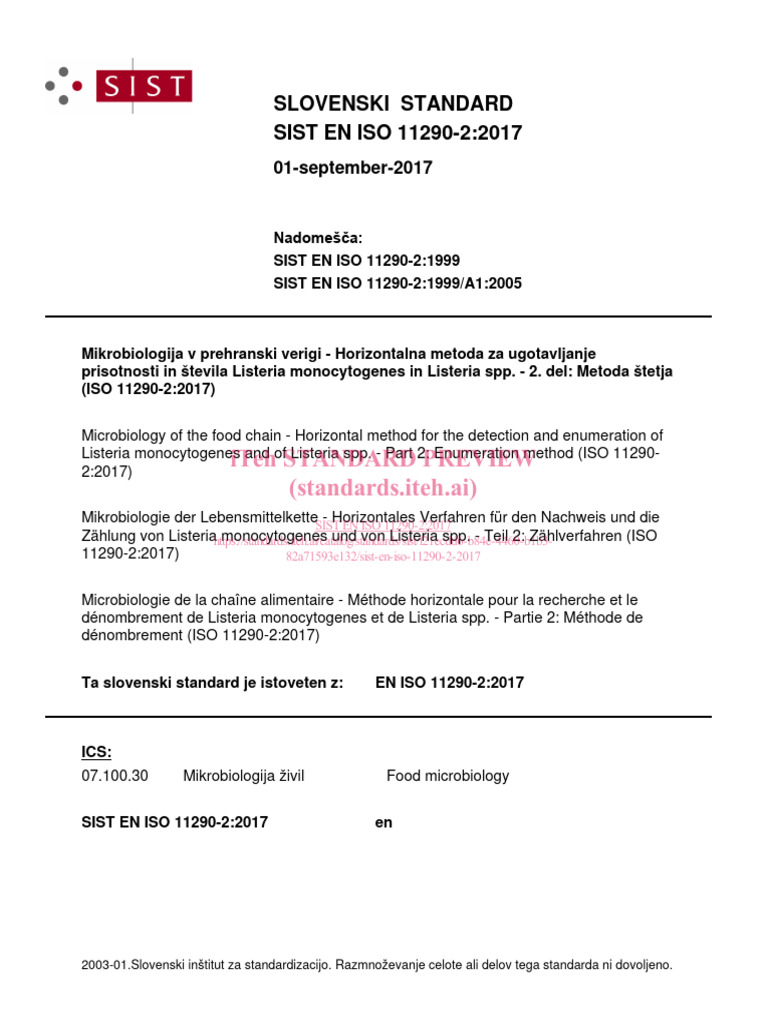 ISO 11290-2:2017 Listeria Enumeration Method | PDF | International ...