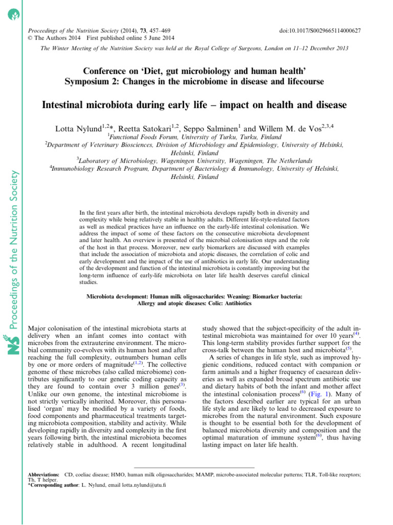 Early Life Microbiota and Health Impact | PDF | Microbiota | Toll Like ...