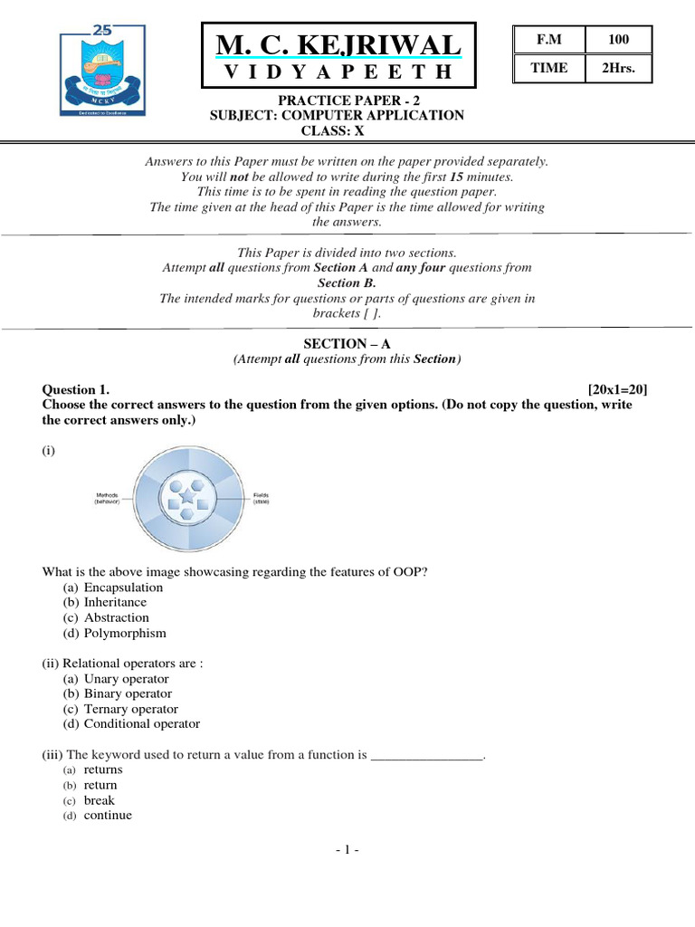 10 Computer Application Practice 2 | PDF | Constructor (Object Oriented ...