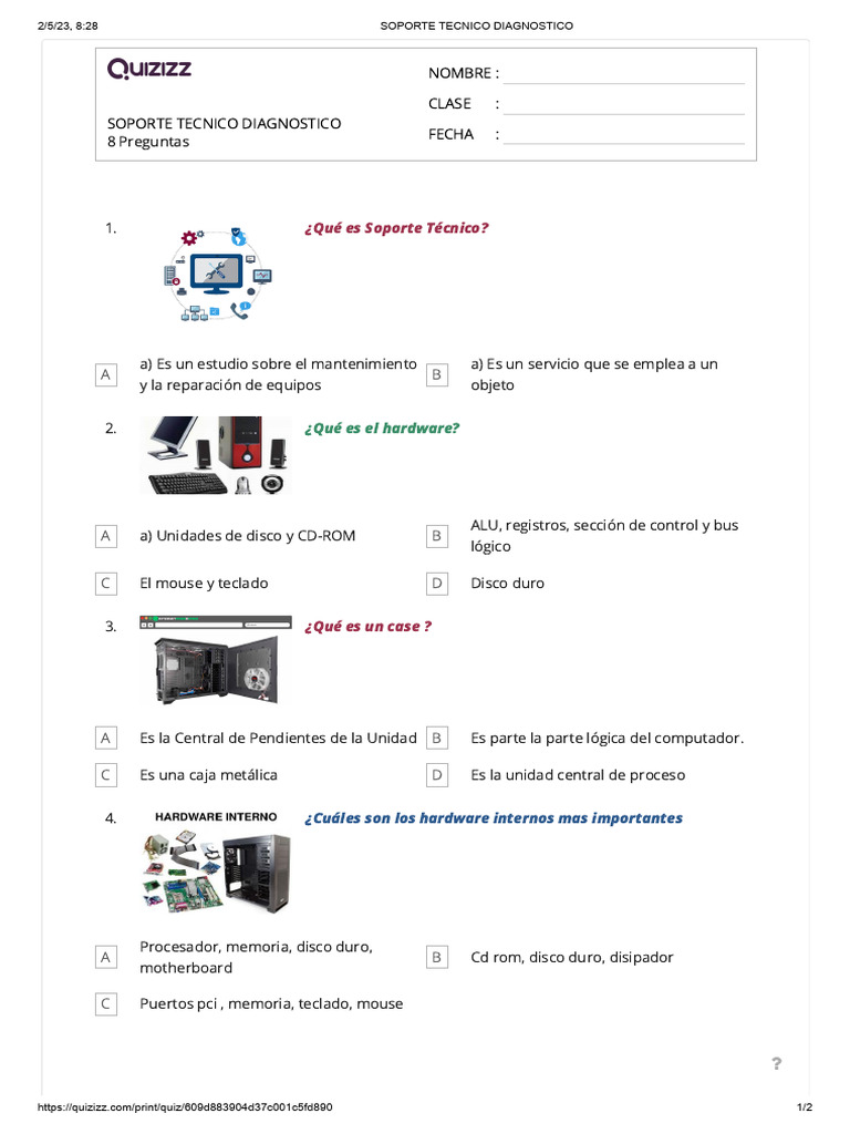 Soporte Tecnico Diagnostico | PDF | Hardware de la computadora ...