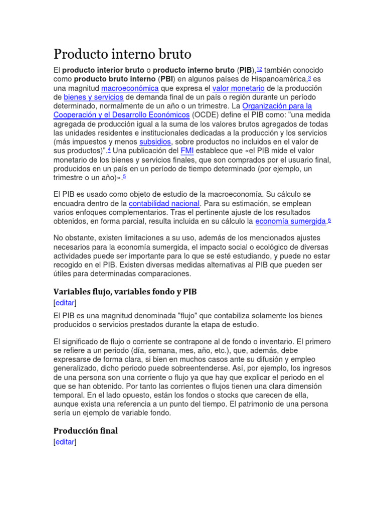 Producto Interno Bruto | PDF | Producto Interno Bruto | Ciencias económicas