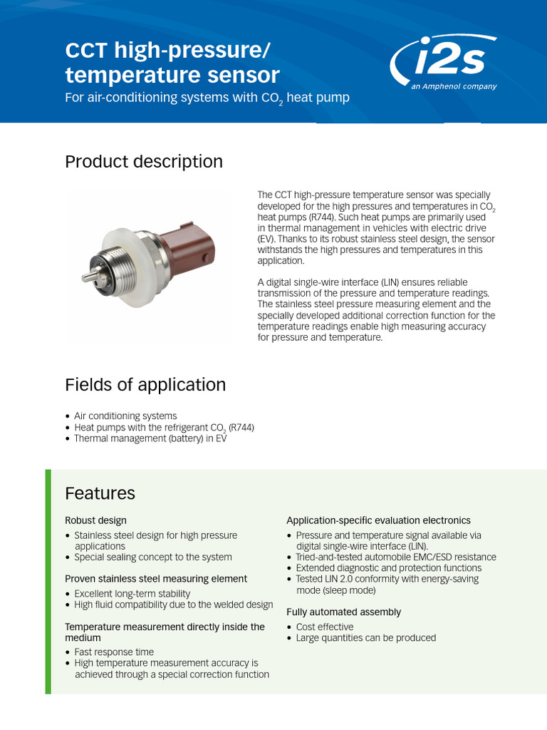 CCT High-Pressure Temp Sensor for CO2 Heat Pumps | PDF | Heat Pump ...