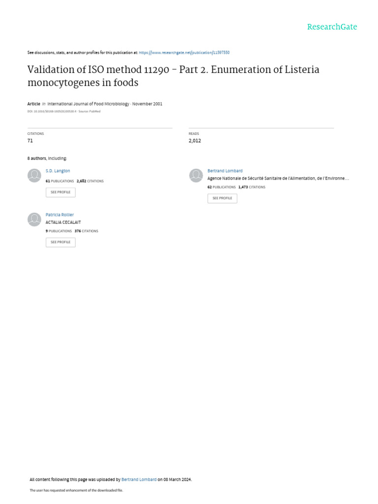 Validation of ISO 11290 for Listeria | PDF | Standard Deviation