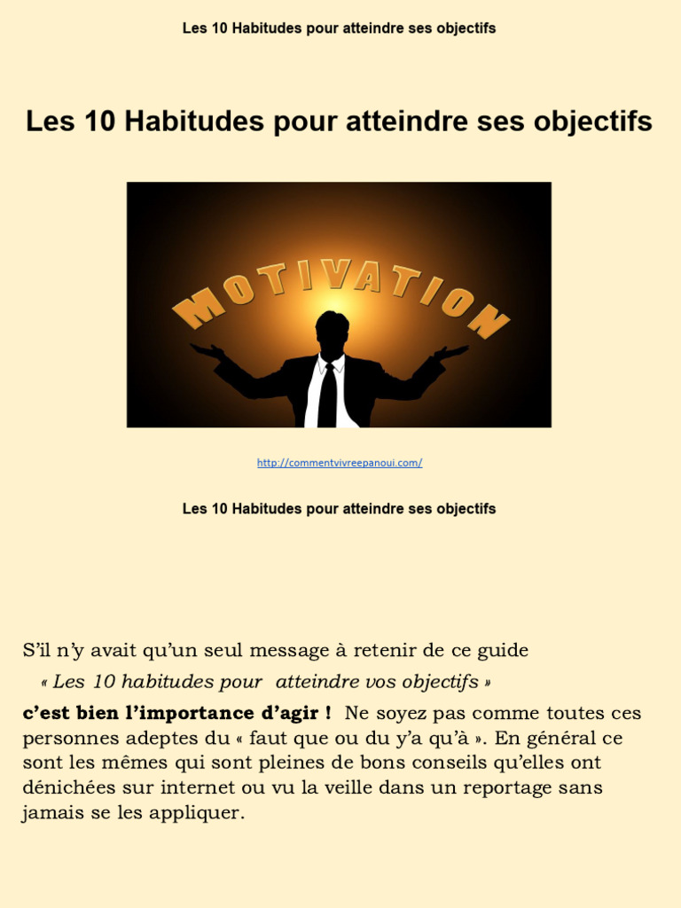Les 10 Habitudes Pour Atteindre Vos Objectifs | PDF