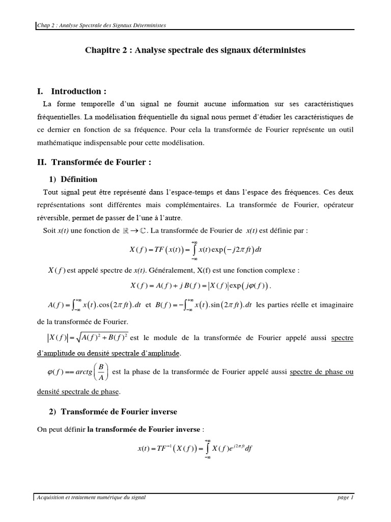 Analyse Spectrale des Signaux Déterministes | PDF | Transformation de ...