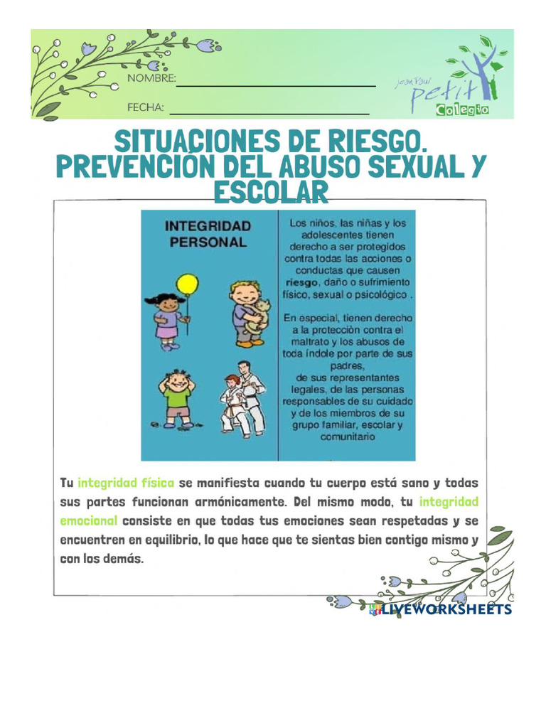 Planilla para La Prevencion de Abuso Sexual Infantil | PDF