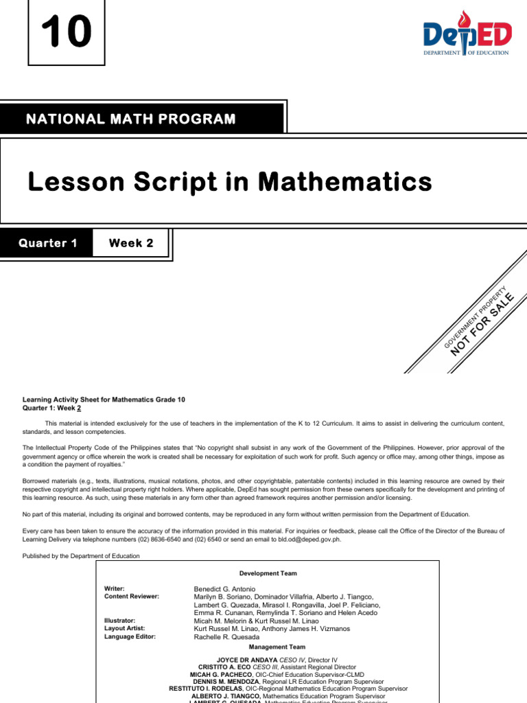 Lesson Script in Mathematics: National Math Program | PDF | Triangle ...