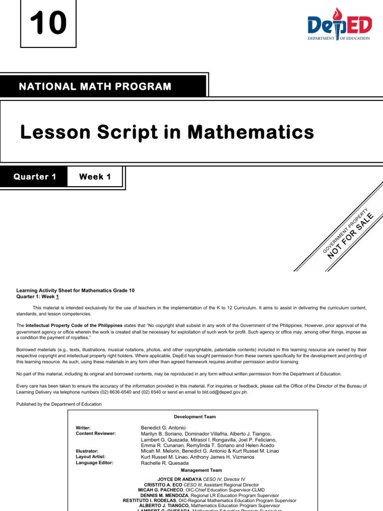 Lesson Script in Mathematics: National Math Program | PDF | Triangle ...