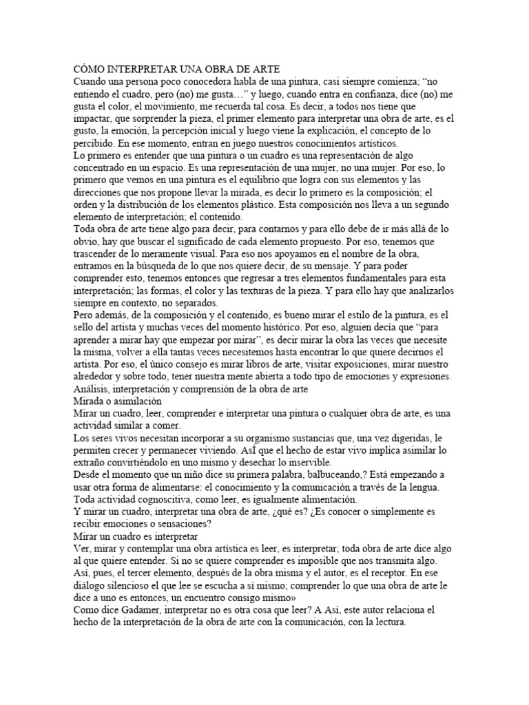 Cómo interpretar una obra de arte | PDF