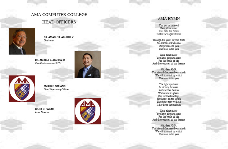 AMA Computer College Leadership and Hymn | PDF
