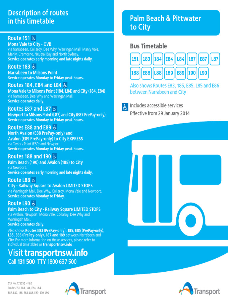 Sydney Bus Routes Timetable 151-190 | PDF | Bus | Public Transport