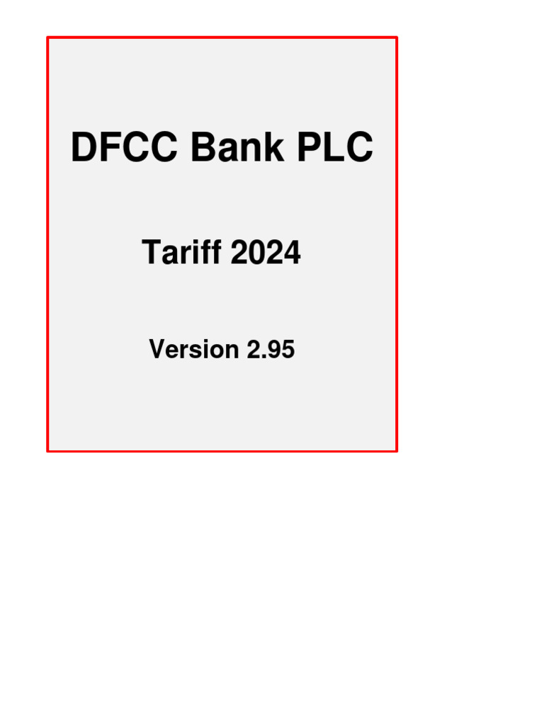 DFCC Bank Tariff 2024 Overview | PDF | Cheque | Transaction Account