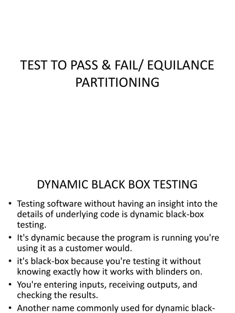 Test To Pass & Fail/ Equilance Partitioning | PDF | Software Testing ...