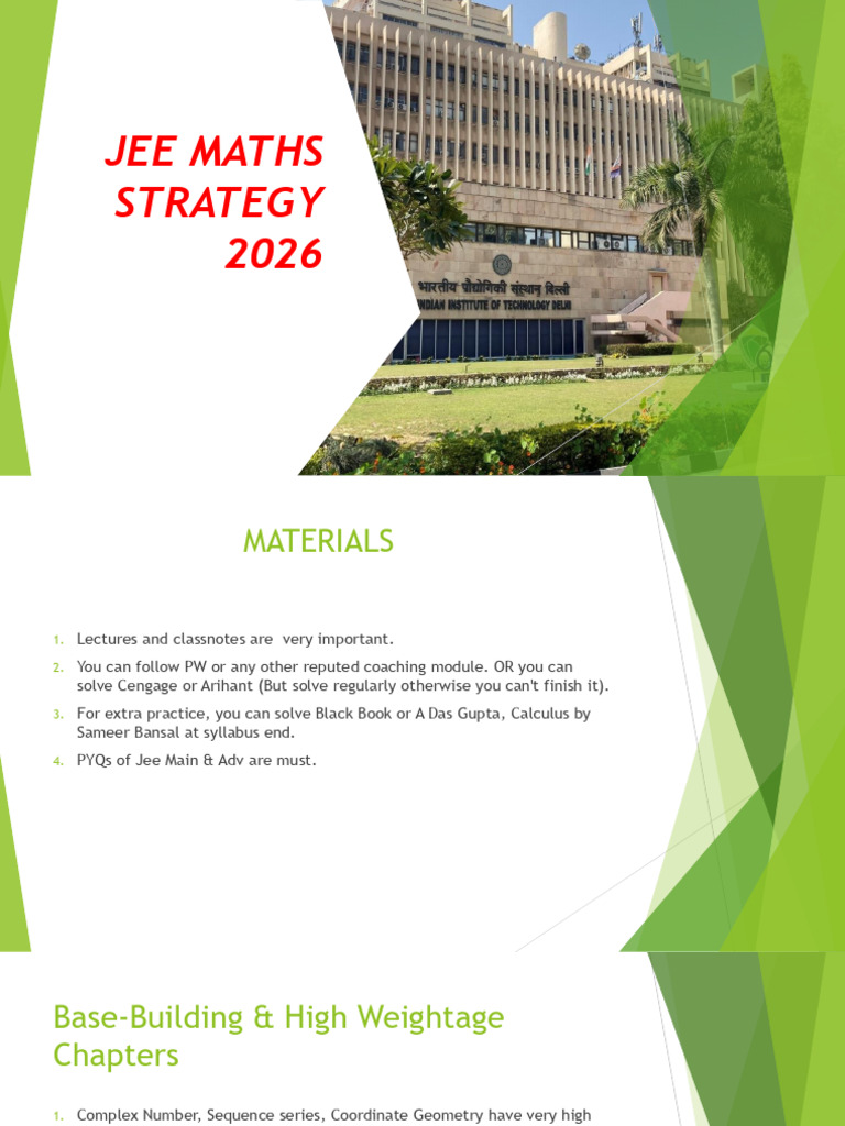 Jee Maths Strategy 2026 | PDF
