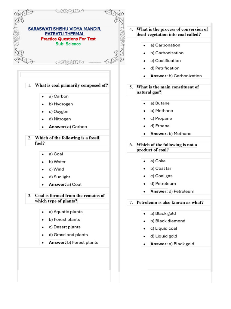 Coal and Petroleum Class 8 PDF Natural Gas Liquefied Petroleum Gas
