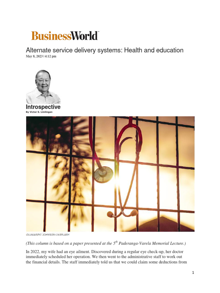 Alternate Service Delivery Systems: Health and Education: Introspective ...