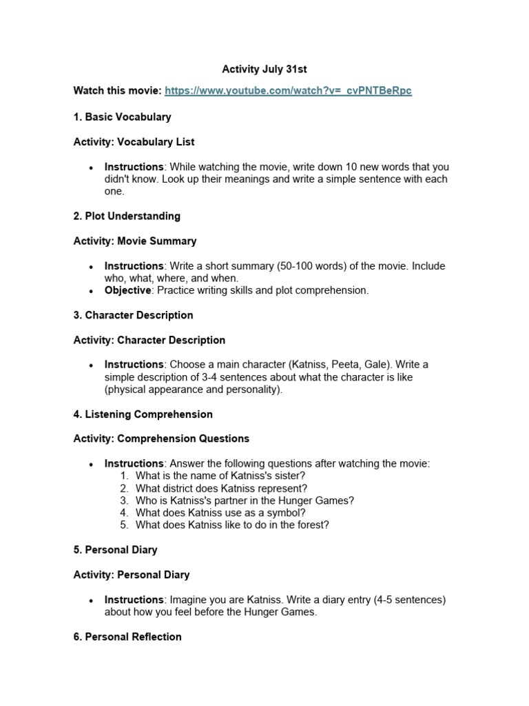 Movie Activity Guide: The Hunger Games | PDF