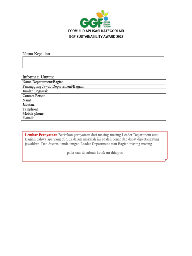 GGF SA 2022 - Guidlines Makalah Kategori Air | PDF