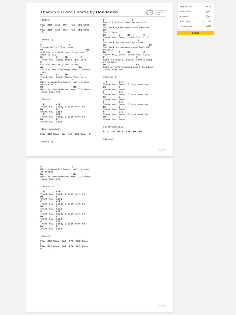 Thank You Lord Chords By Don Moentabs At Ultimate Guitar Archive Pdf