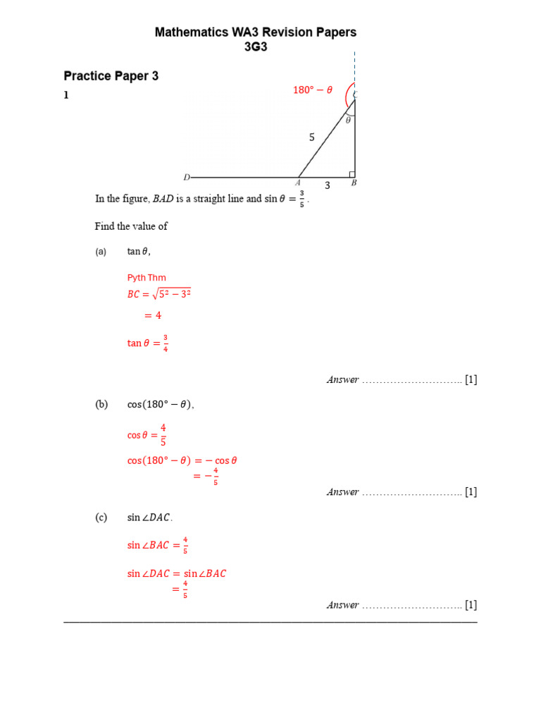 Mathematics WA3 Revision Practice Papers | PDF | Triangle | Euclid