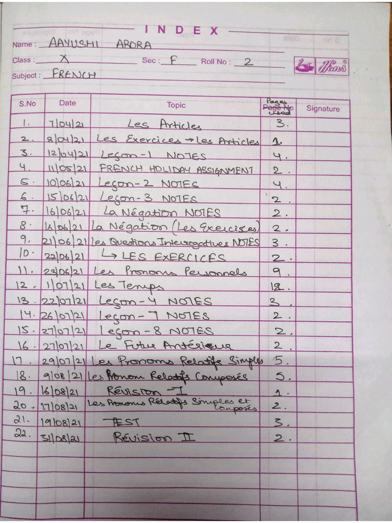 French Register Work | PDF