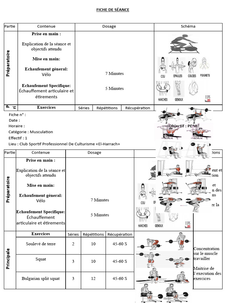 Séance de Musculation : Bas du Corps | PDF | Musculation | Sports ...
