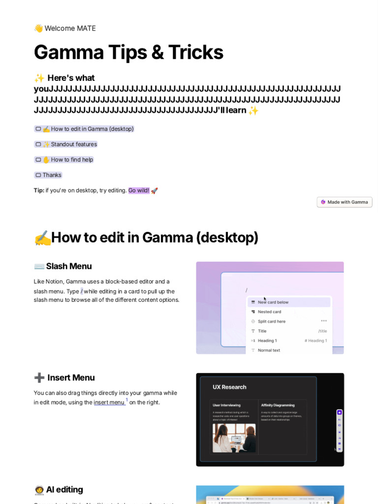 Gamma Tips And Tricks Pdf Artificial Intelligence Intelligence