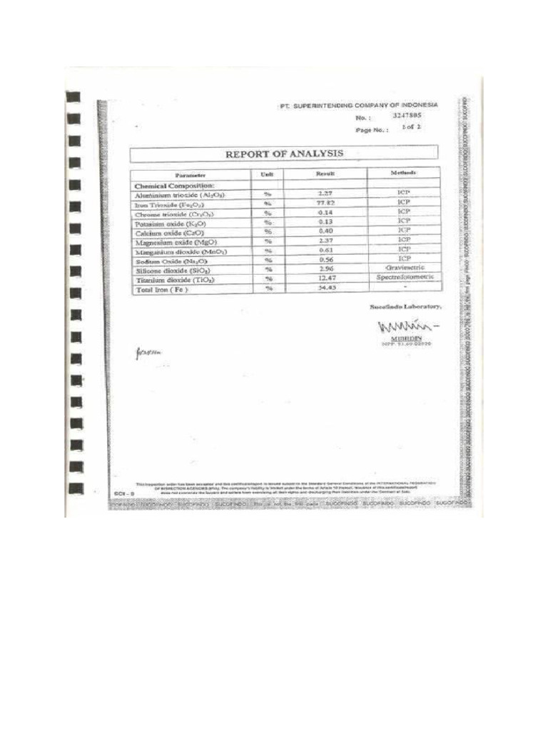 Iron test sheet pdf
