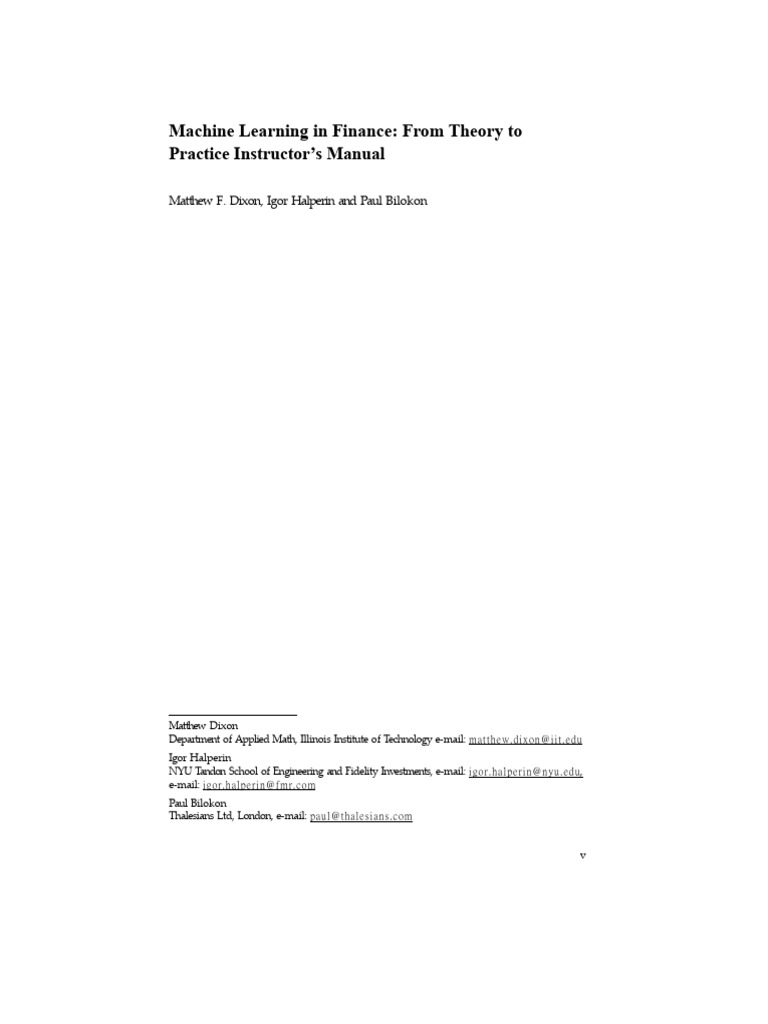 Instructors Manual | PDF | Time Series | Machine Learning