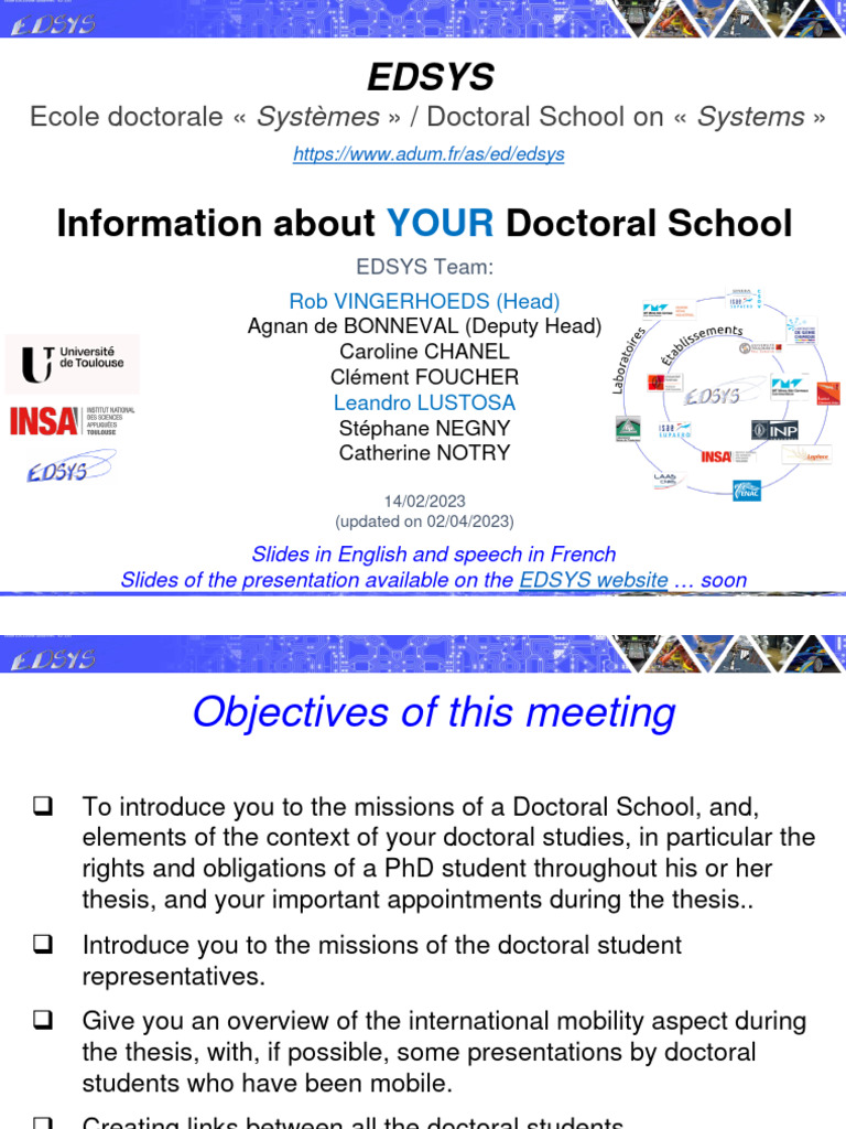 EDSYS Doctoral School Overview and Guide | PDF | Doctor Of Philosophy ...
