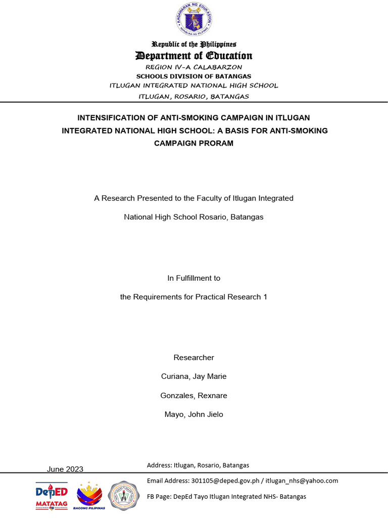 PR1 and III FORMAT UPDATED 1 1 | PDF | Tobacco Smoking | Addiction