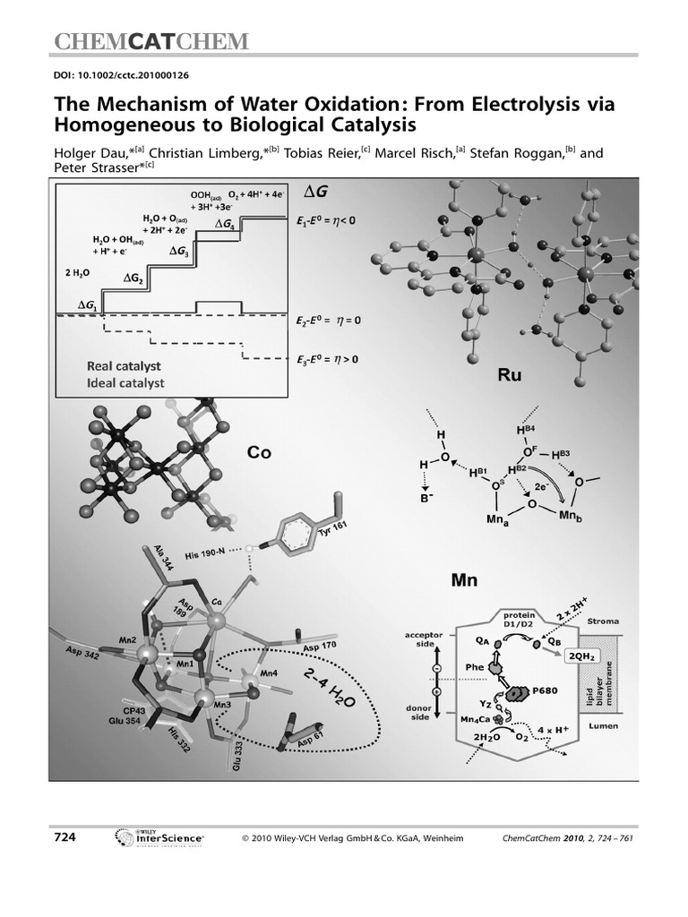 2010 The Mechanism of Water Oxidation From Electrolysis Via | PDF ...