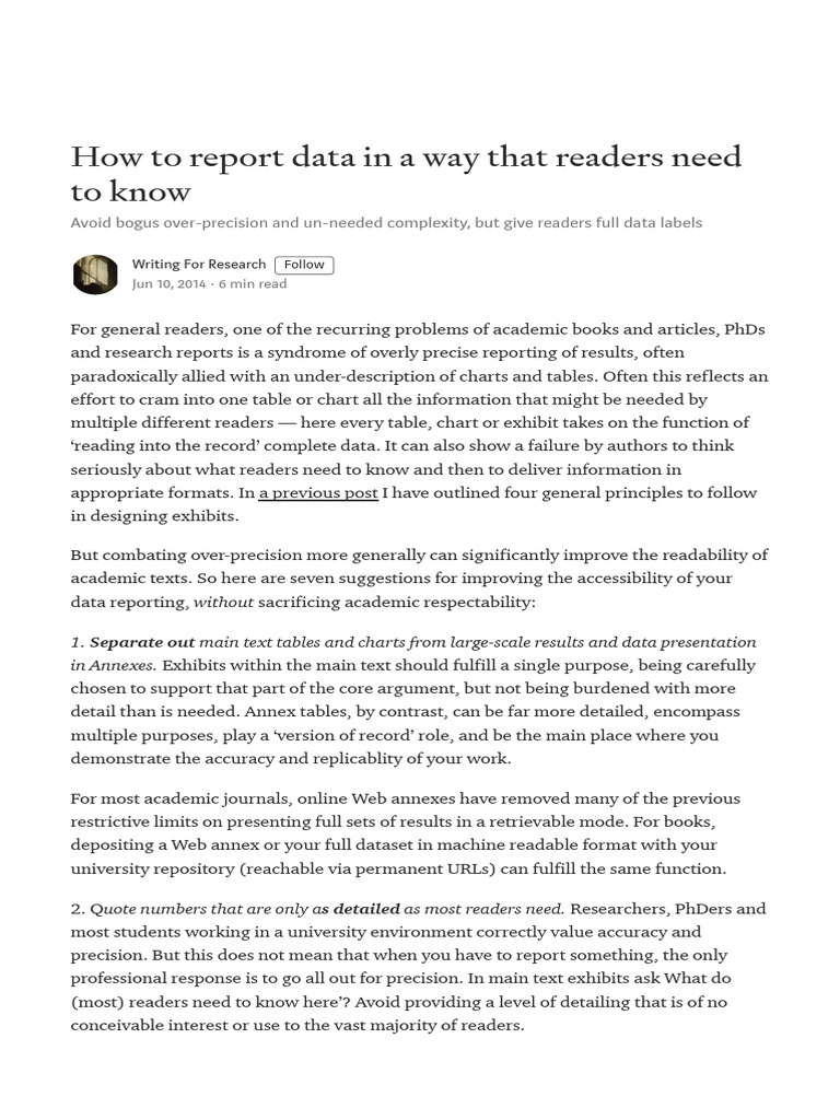 How To Report Data in A Way That Readers Need To Know by Writing | PDF ...