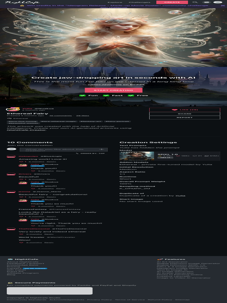 Ethereal Fairy - AI Generated Artwork - NightCafe Creator | PDF ...