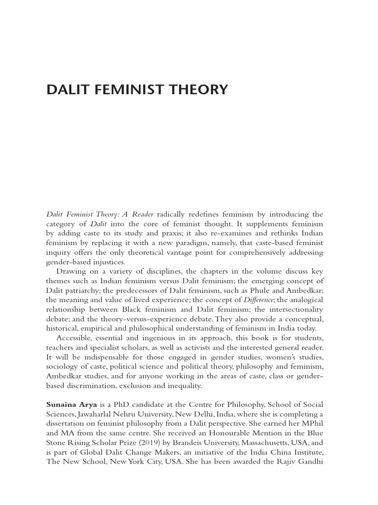 INTRODUCTION To Dalit Feminist Theory | PDF | Feminism | Gender Studies