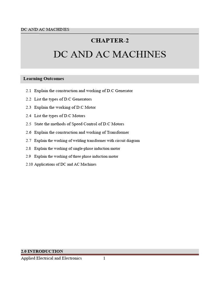 Overview of DC and AC Machines | PDF | Transformer | Electric Motor