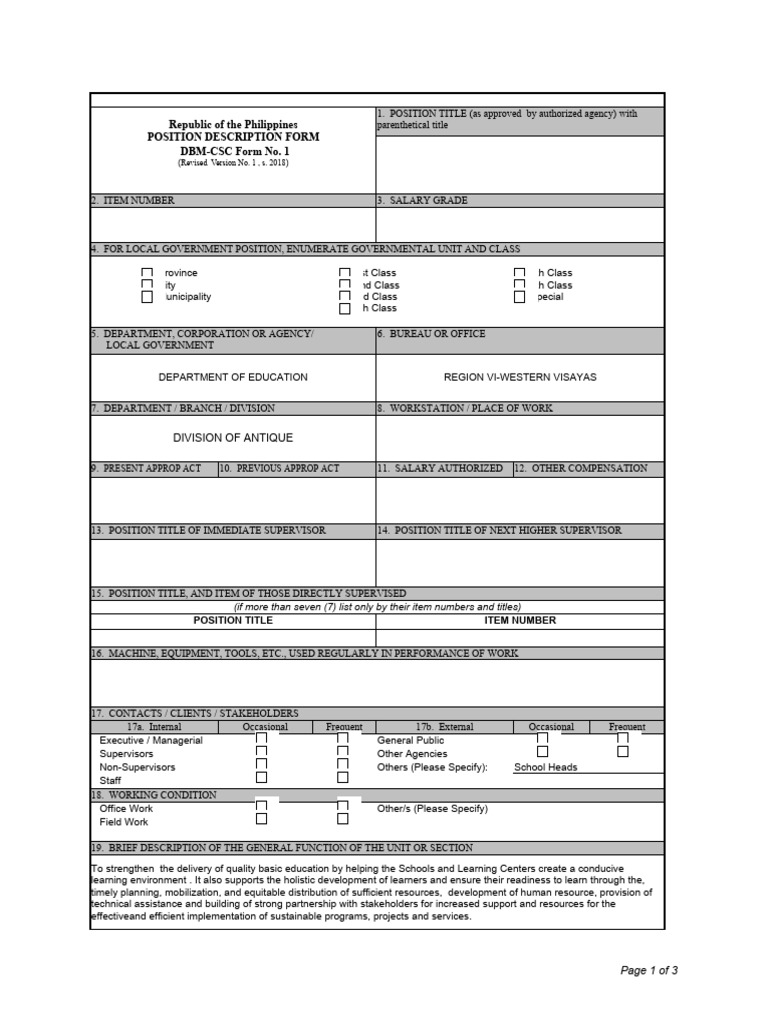Position Description Form | PDF | Leadership | Social Psychology