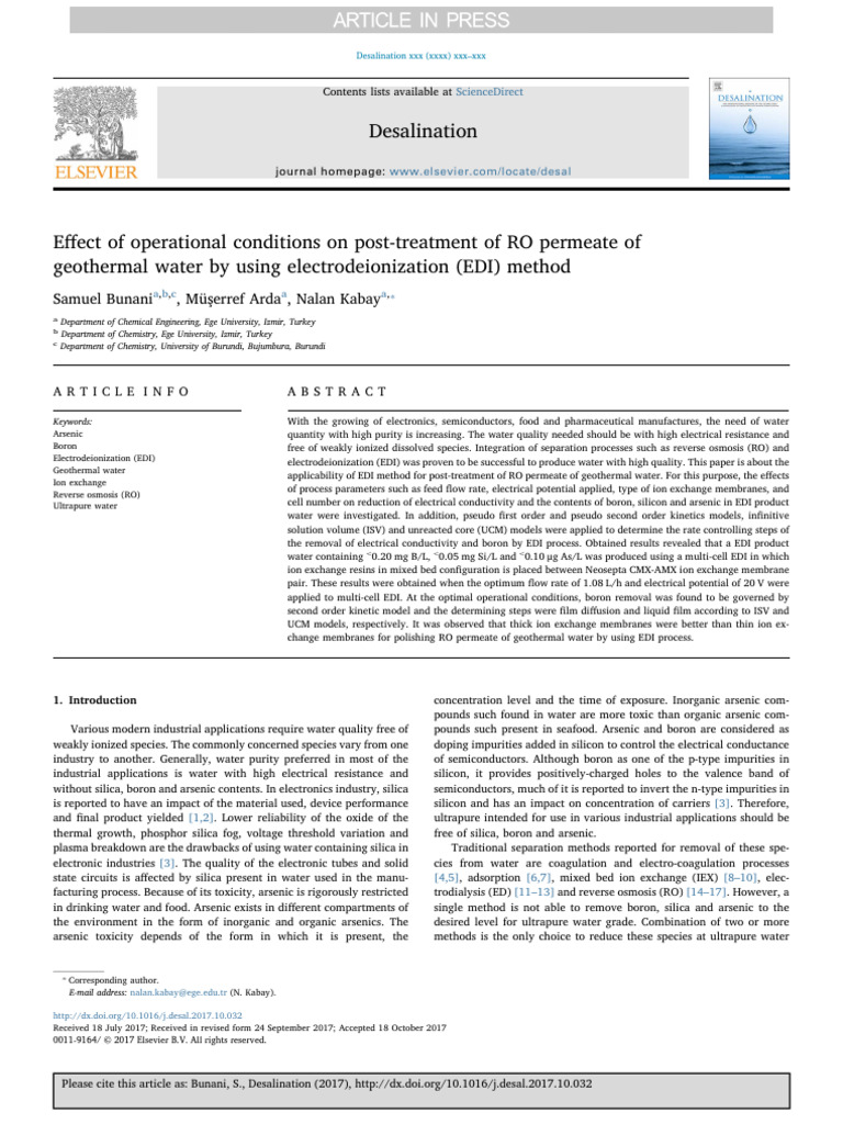 Effect of Operational Conditions On Post | PDF | Membrane | Semiconductors