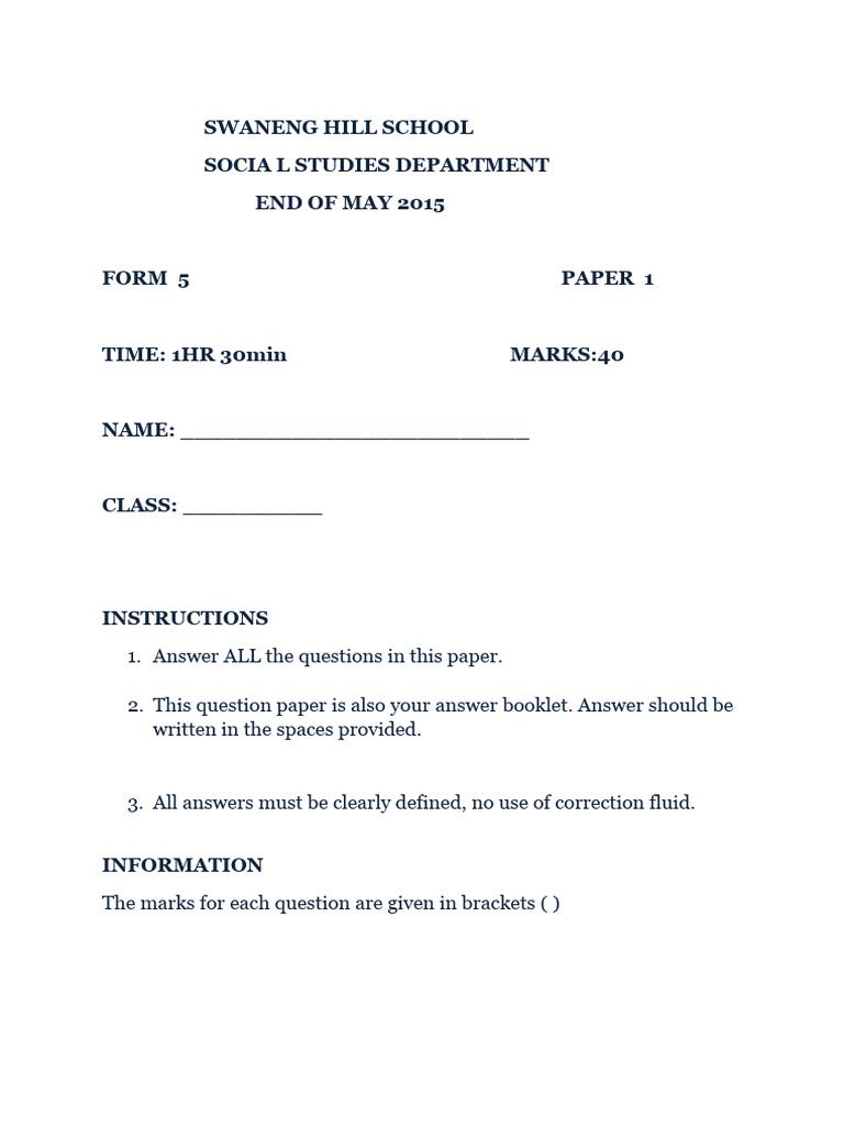 END TERM 1 FORM 4 EXAMS intelligence overview