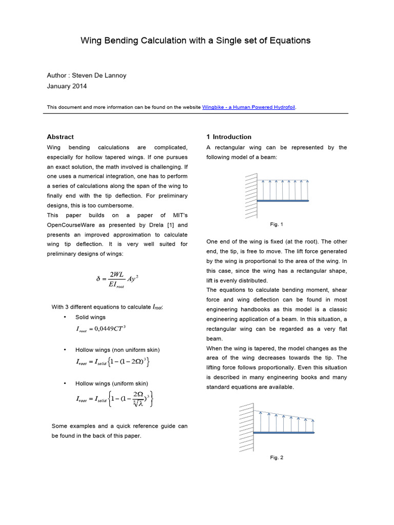 Wing Deflection Calculation Methods | PDF | Bending