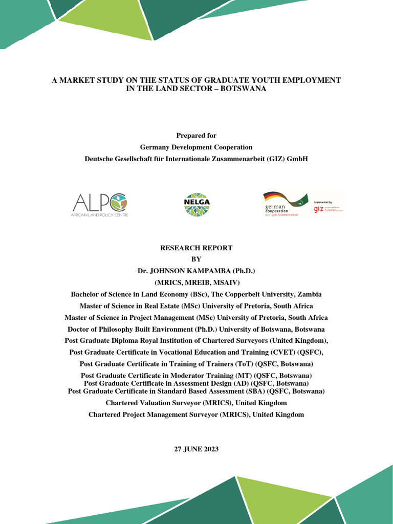 Botswana Labour Market Study Pdf Unemployment Employment